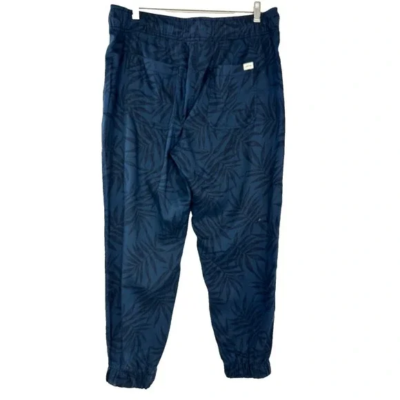 Orvis Size L Ankle Pants Blue w/ Black Leaf Pattern Elastic Waist & Ankles - Picture 4 of 5